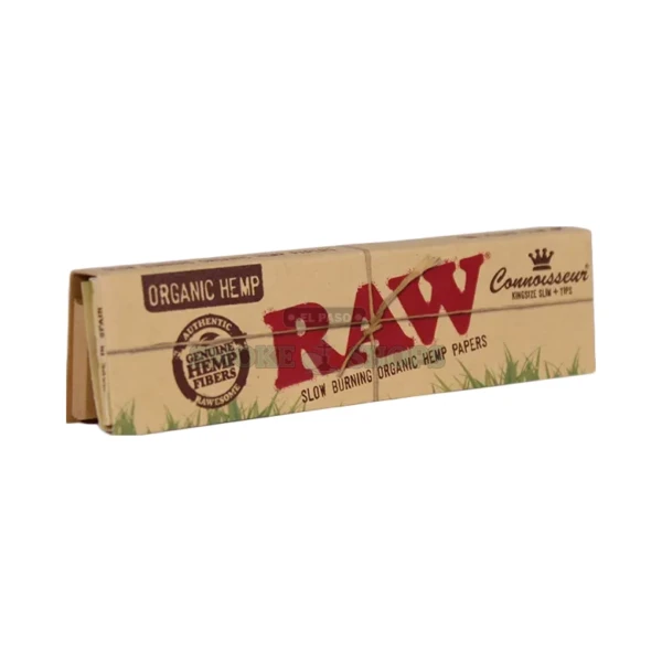 RAW Organic Connoisseur king size slim hemp rolling papers with tips in El Paso, 32-leaf pack, same-day pickup