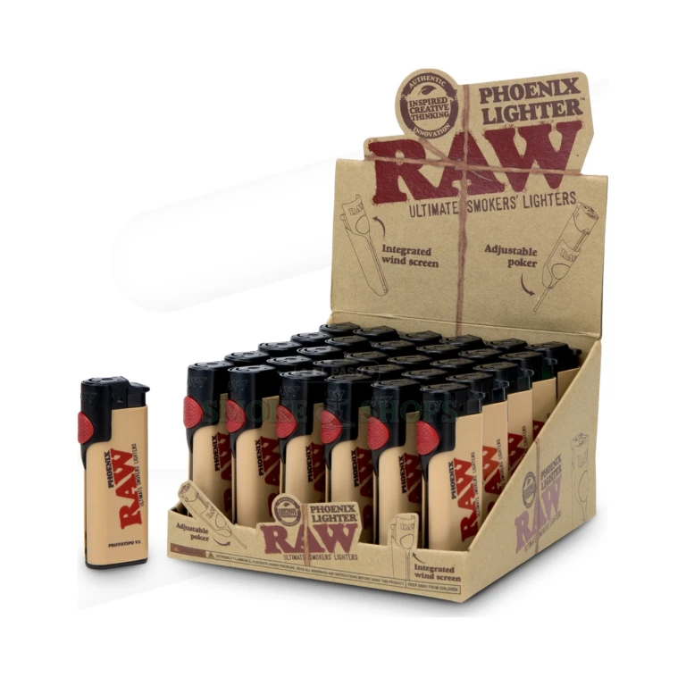 RAW Phoenix Lighter black angled view, refillable windproof butane lighter at El Paso Smoke Shops, same-day pickup today