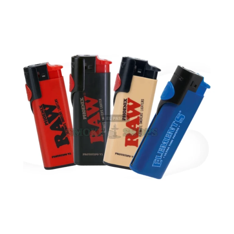 Black RAW Phoenix refillable butane lighter front view with windproof jet flame, sold in El Paso, same-day pickup today