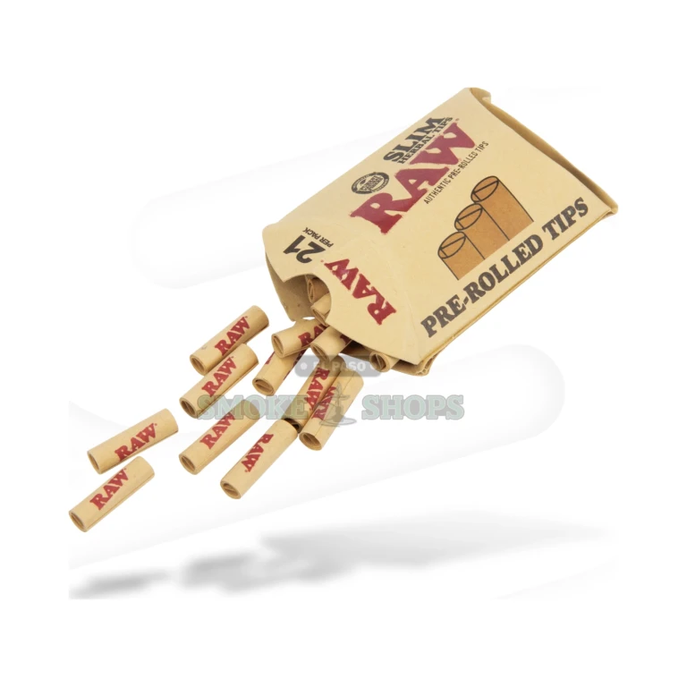 RAW Pre-Rolled Slim Herbal Tips box in El Paso holding 20 packs of 21 unbleached filter tips, reserve and pick up today