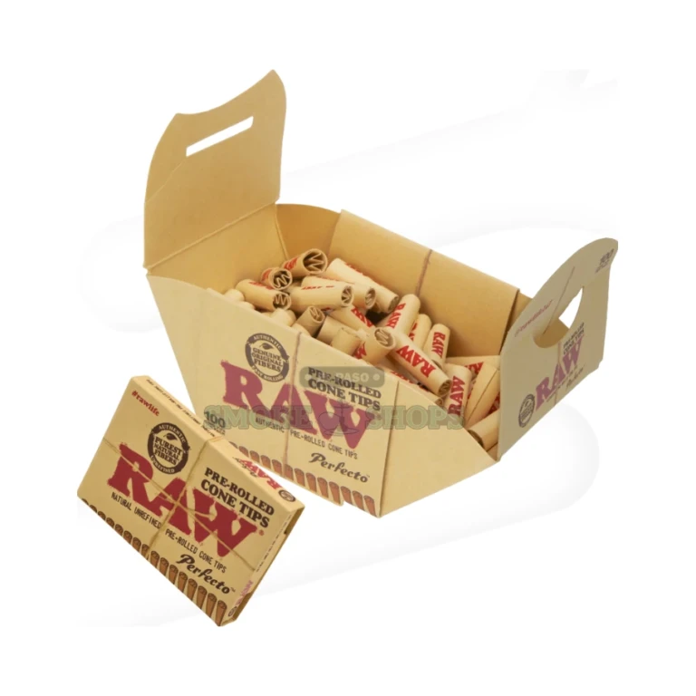 RAW Perfecto Conical Tips 100Ct in El Paso, pre-rolled cone tips of natural unbleached fibers, in store