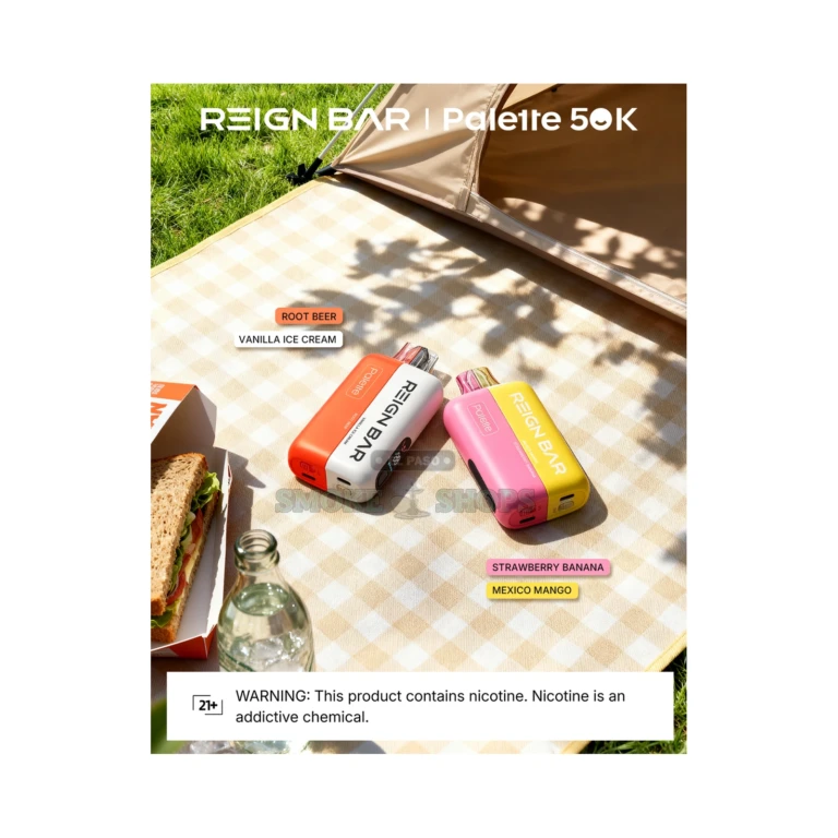 Reignbar Palette 50K 50000 puff disposable vape lineup in El Paso, mix-and-match flavors, same-day pickup