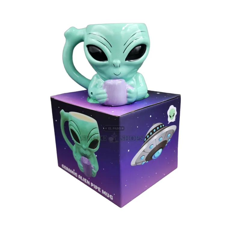 Alien Mug ceramic pipe bowl in the lavender mug base in El Paso, dry herb mug pipe by Roast & Toast, pickup today