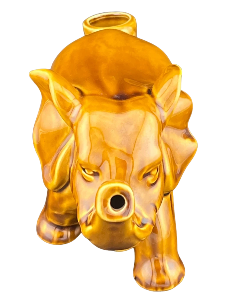 Roast & Toast Elephant Pipe in El Paso, glazed ceramic hand pipe with deep bowl, side carb, same-day pickup