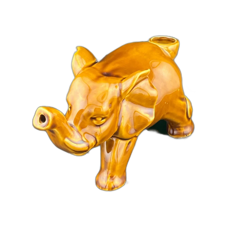 Roast & Toast Elephant Pipe in El Paso, glazed ceramic hand pipe with deep bowl, side carb, same-day pickup