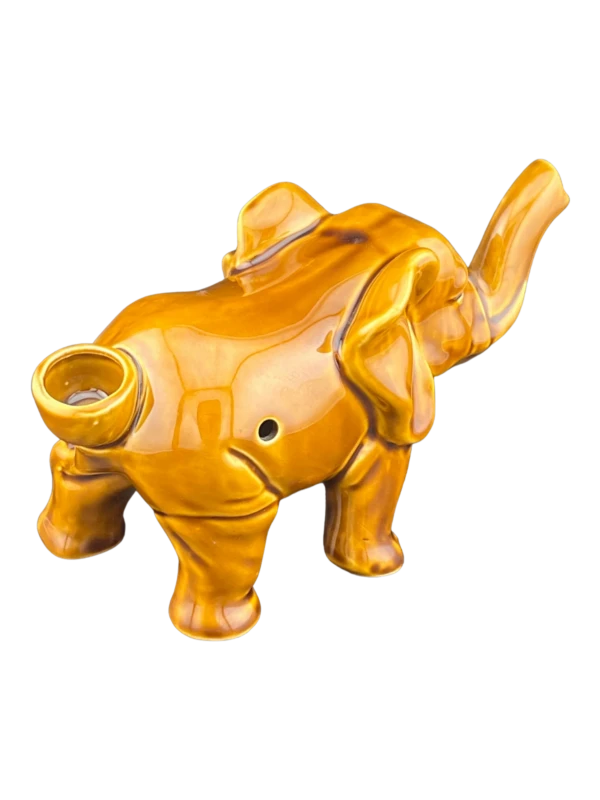 Roast & Toast Elephant Pipe in El Paso, glazed ceramic hand pipe with deep bowl, side carb, same-day pickup