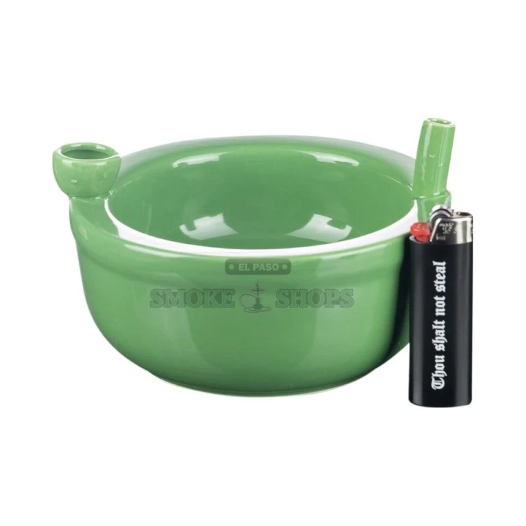 Roast & Toast Green Cereal Bowl mug pipe glaze close-up in El Paso, smooth glass-like green ceramic finish