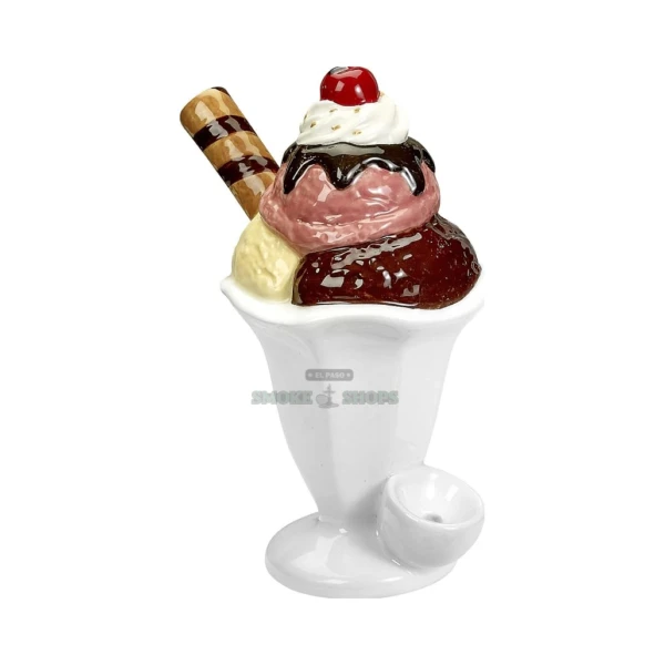 Roast & Toast Ice Cream Sundae glazed ceramic dry-herb pipe in El Paso, deep bowl and side carb, same-day pickup