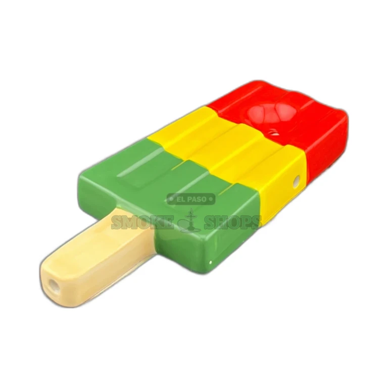 Ice Pop ceramic hand pipe in El Paso, mouthpiece and airway detail, Roast & Toast 21+ novelty pipe