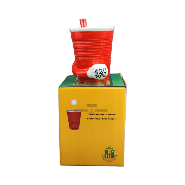 Red Beer Pong Cup ceramic mug pipe in its color gift box in El Paso, 21+ novelty gift, pick up today