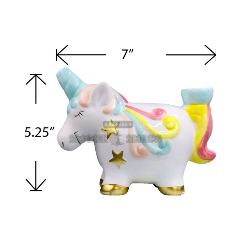 Roast & Toast Unicorn pipe bowl at the tail in El Paso, glazed ceramic novelty hand pipe with side carb hole for airflow