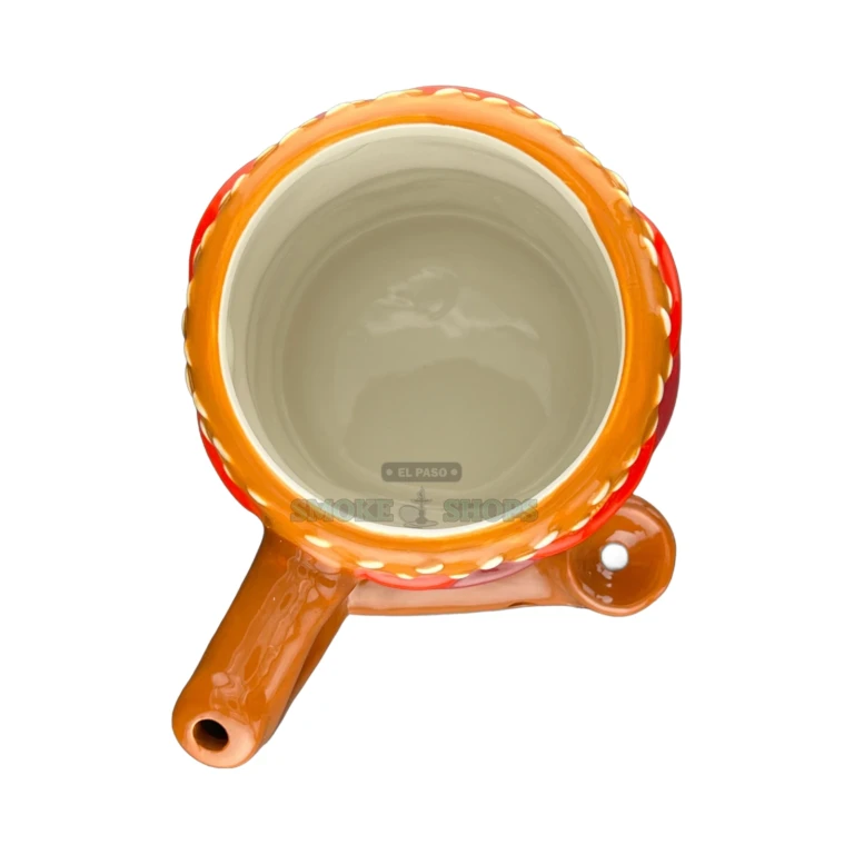 Yellow Burger Pipe Mug ceramic mug pipe by Roast & Toast in El Paso, smooth ridged glaze, same-day pickup