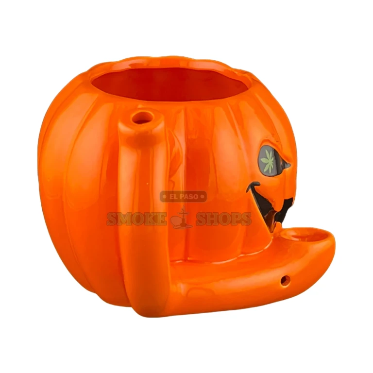 Pumpkin Mug ceramic mug pipe in El Paso showing molded bowl in the base, glazed ceramic, Roast & Toast
