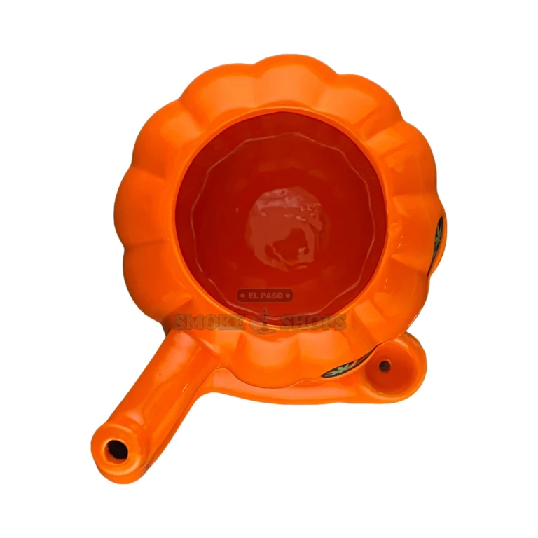Roast & Toast Pumpkin Mug pipe in El Paso with side carb hole and handle mouthpiece, glazed ceramic novelty