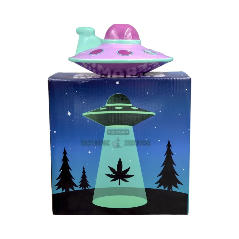 Roast & Toast UFO pipe in El Paso with rocket-launcher mouthpiece at the back of the saucer