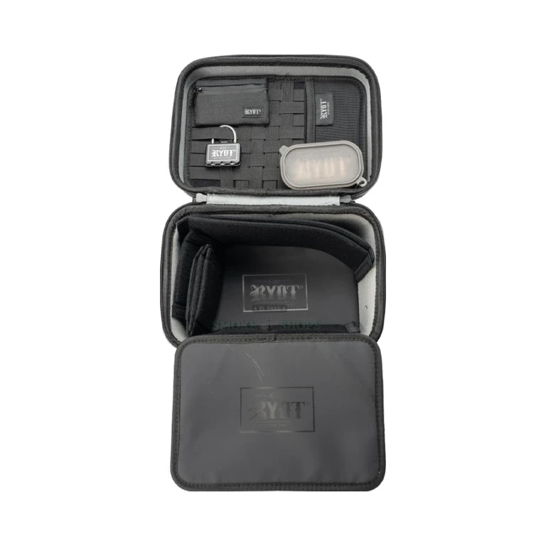RYOT Large Safe Case in El Paso interior padding holding gear, smell-proof carbon-lined 4.0L hard case