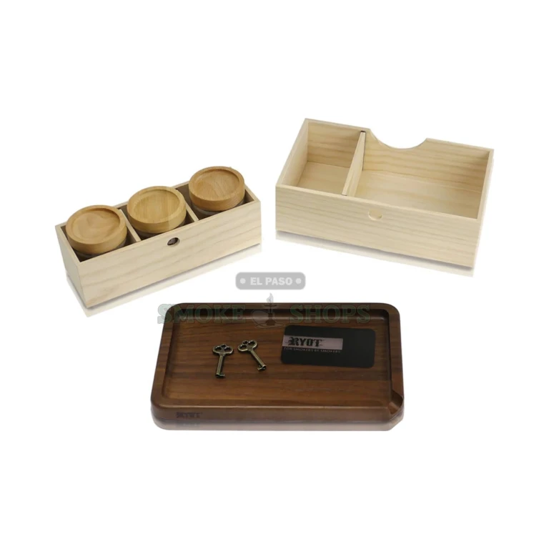 RYOT LOCKR Box interior tray with adjustable dividers in El Paso, organized walnut storage box layout