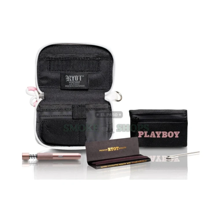 RYOT Playboy Loaded Krypto Kit compact pouch held in hand in El Paso, pocket-friendly carry, in-store pickup today
