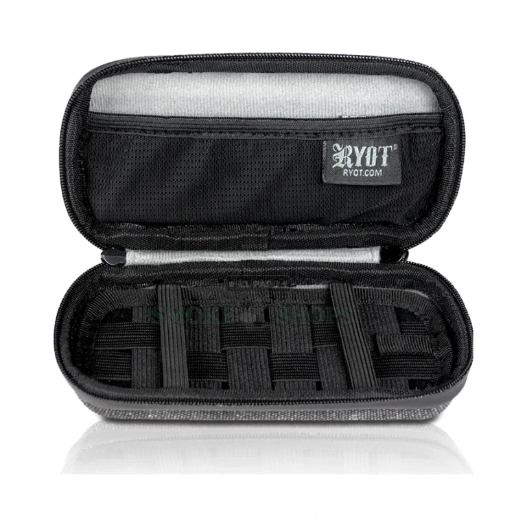 RYOT Slym Case open view in El Paso, padded interior for smaller smoking accessories, smell-proof hard case