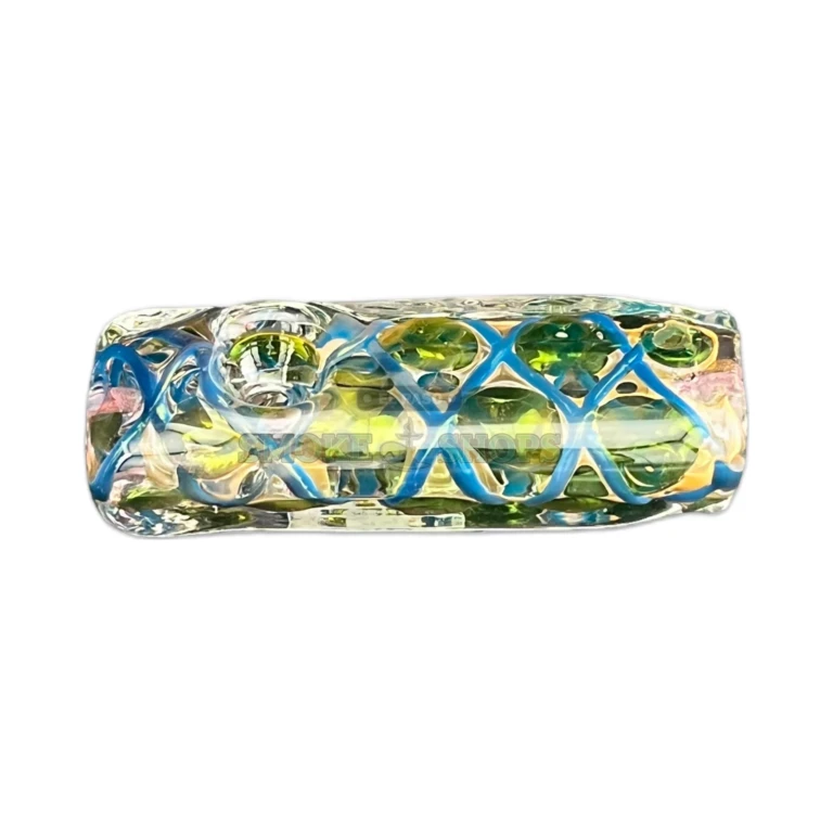 Scaly Fish Stick glass pipe side view in El Paso, checker and dot novelty pattern, near me