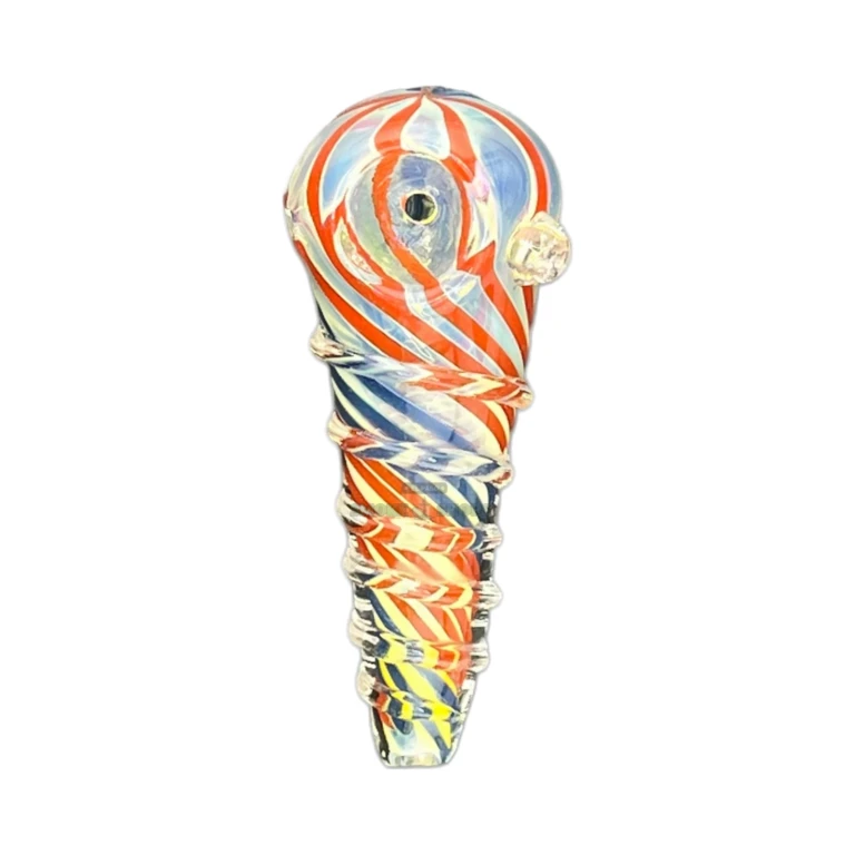 Screwed Up borosilicate hand pipe in El Paso, thick 3 mm walls about 86 mm long, glass pipe