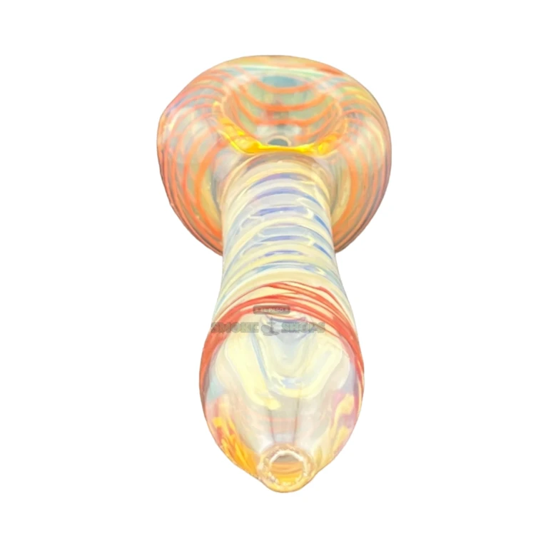 Short White Spiral glass spoon pipe bowl close-up in El Paso, wide 25 mm bowl for tobacco use, El Paso Smoke Shops