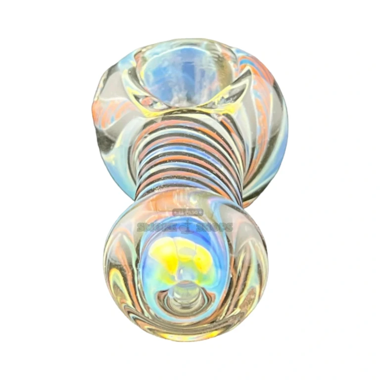 Silver Swirly glass pipe bowl close-up in El Paso, deep 17 mm bowl for tobacco use, El Paso Smoke Shops