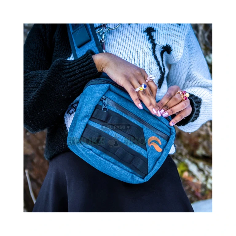 Skunk Kross HPS crossbody bag worn view in El Paso, lightweight smell-proof everyday carry, same-day pickup