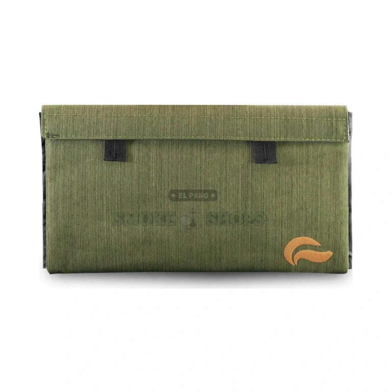 Skunk Mr Slick Medium MS2 padded nylon smell-proof pouch in El Paso shown packed flat into a larger travel bag