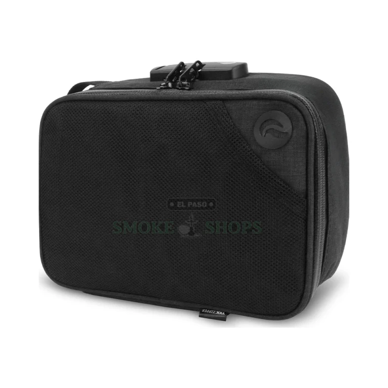 Skunk Sidekick Large smell-proof case in El Paso, interior with Velcro dividers, compartments, and detachable inserts shown