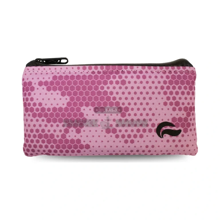 Skunk S16 zipper pouch packed in a backpack in El Paso, compact smell-proof carbon-lined storage pouch