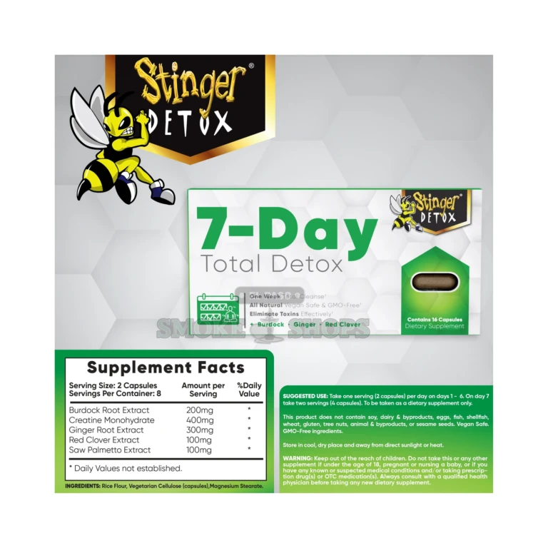 Stinger Detox 7-Day Total Detox blister pack in El Paso, 14 capsules one-week cleanse, pick up today