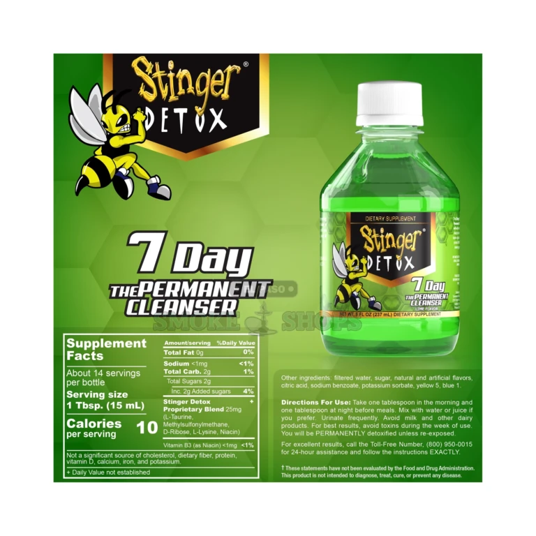 Stinger 7-Day Total Detox ingredient panel in El Paso with Taurine, MSM and Niacin, same-day in-store pickup