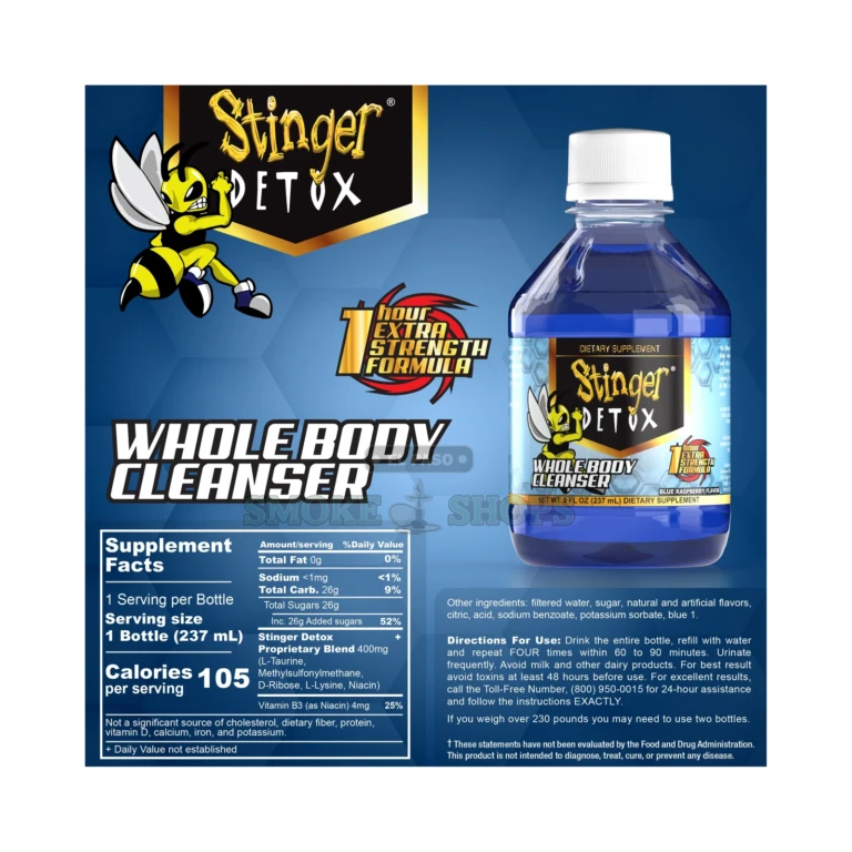 Stinger Detox Blueraspberry close-up at El Paso Smoke Shop, in stock near me for same-day pickup