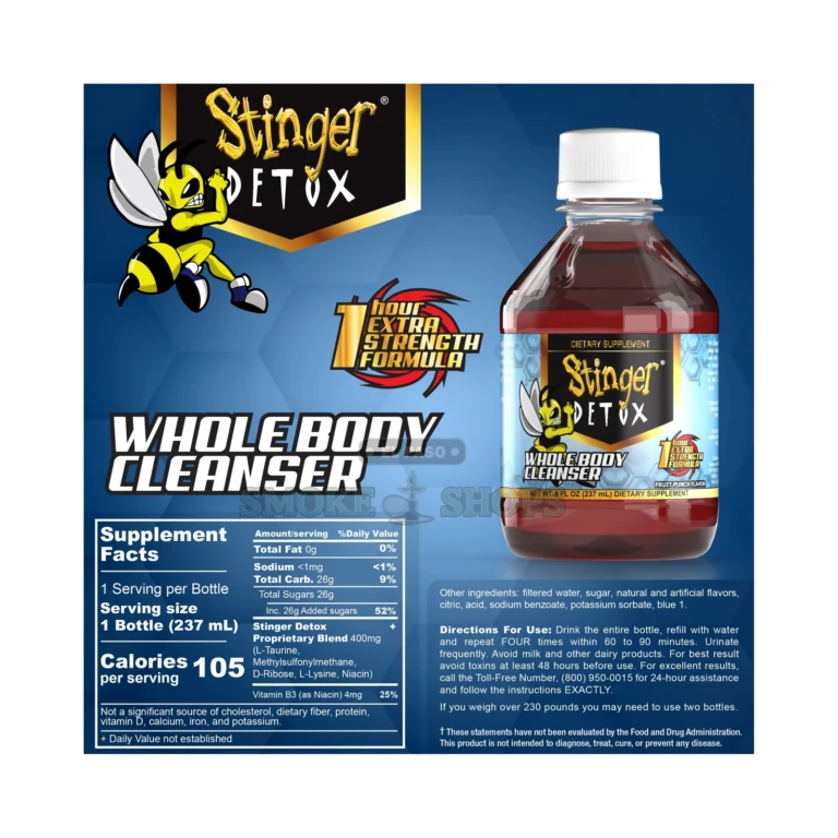 Stinger Detox Fruit Punch close-up at El Paso Smoke Shop, in stock near me for same-day pickup