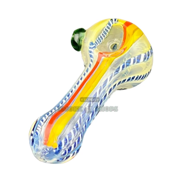 Stripes and Grid Glass Spoon Hand Pipe