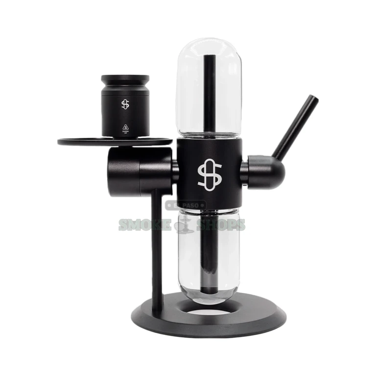 Stundenglass Kompact gravity hookah front view in El Paso, borosilicate glass globes and aluminum frame, in stock today