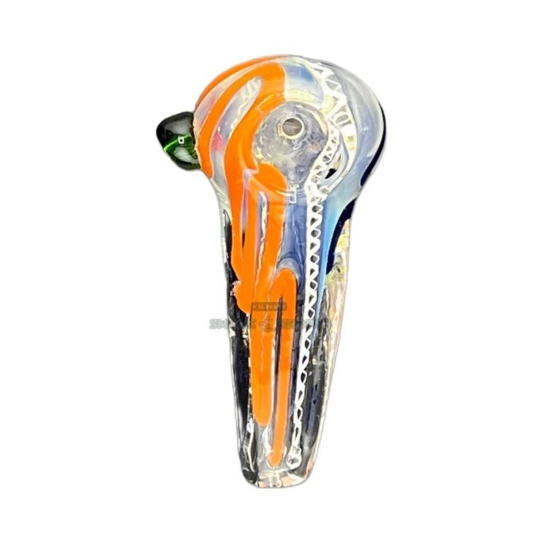 Sunrise Swirl borosilicate hand pipe in El Paso, about 90 mm long with a left-side carb, glass spoon pipe