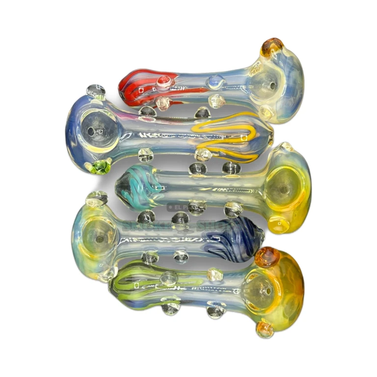 Swirled Tip glass spoon pipe standing upright in El Paso, $8.99 budget pipe, in stock near me