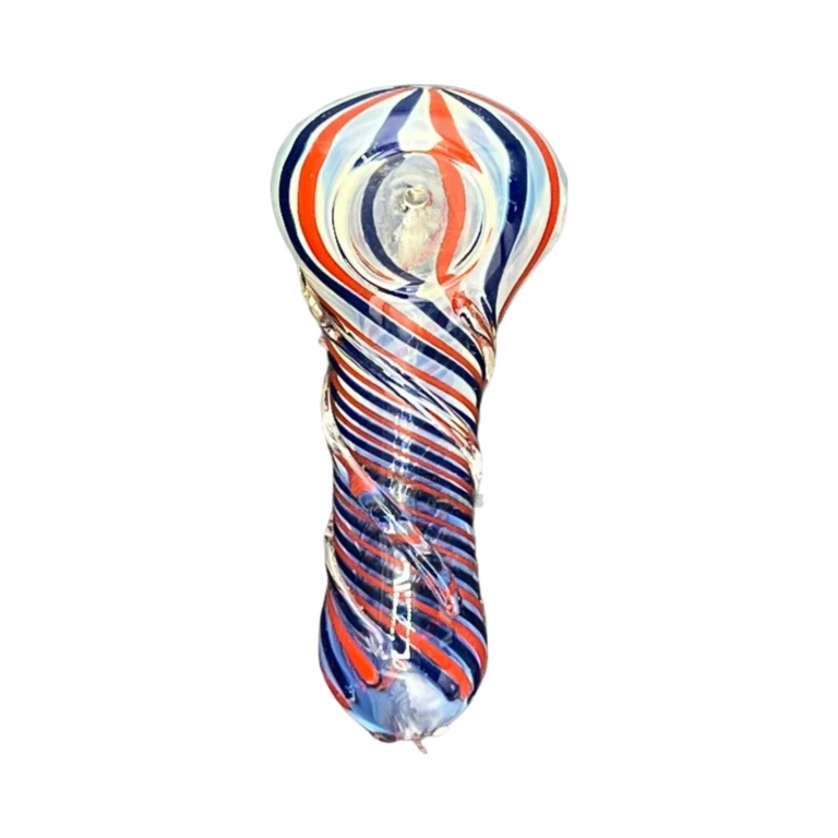 Swirly Wirly borosilicate hand pipe mouthpiece in El Paso, about 87 mm long with a right-side carb, glass pipe
