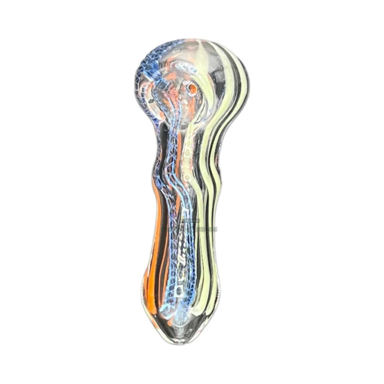 Tri Stripe borosilicate hand pipe mouthpiece in El Paso, about 90 mm long with a left-side carb, glass pipe