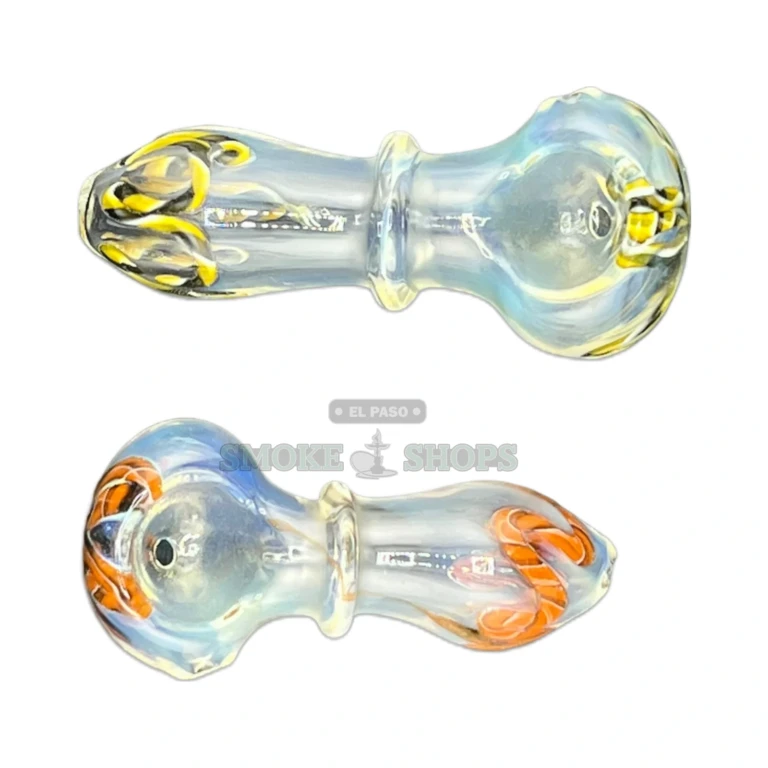Triflower glass spoon pipe standing upright in El Paso, smooth clear finish, in stock near me