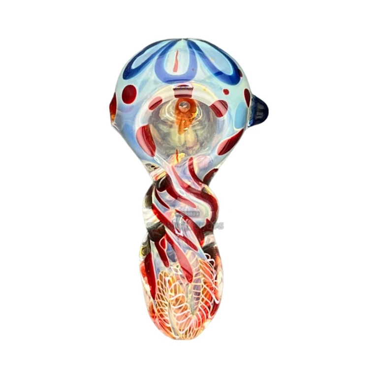 Type C spoon pipe standing upright in El Paso, about 94 mm long with a tapered mouthpiece, glass pipe