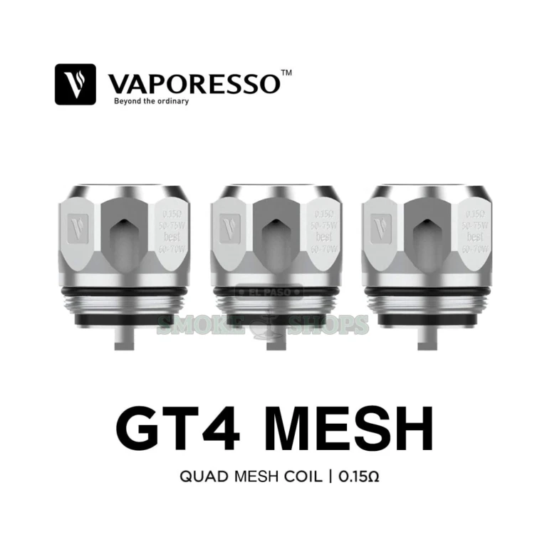 GT Cores Vaporesso GT4 Meshed 0.15ohm close-up at El Paso Smoke Shop, in stock near me for same-day pickup