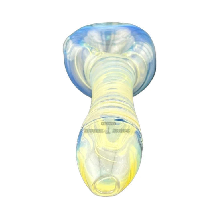 White Spiral Fume glass pipe bowl close-up in El Paso, wide bowl for tobacco use, El Paso Smoke Shops