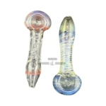 White Spiral Fume Glass Spoon Hand Pipe thumbnail