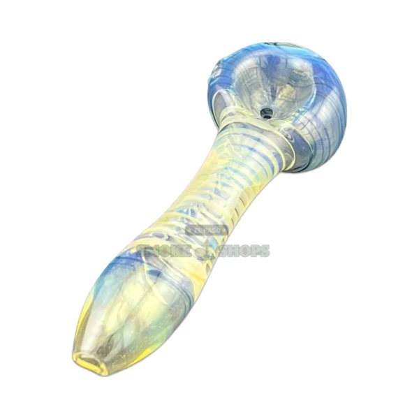 White Spiral Fume Glass Spoon Hand Pipe