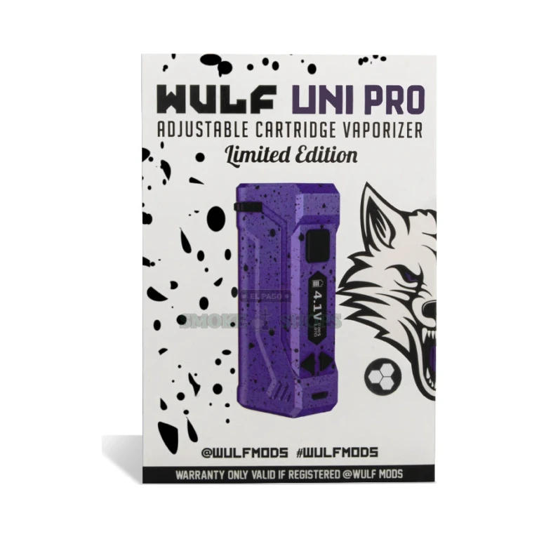 Uni Pro Wulf Purple Black Spatter close-up at El Paso Smoke Shop, in stock near me for same-day pickup