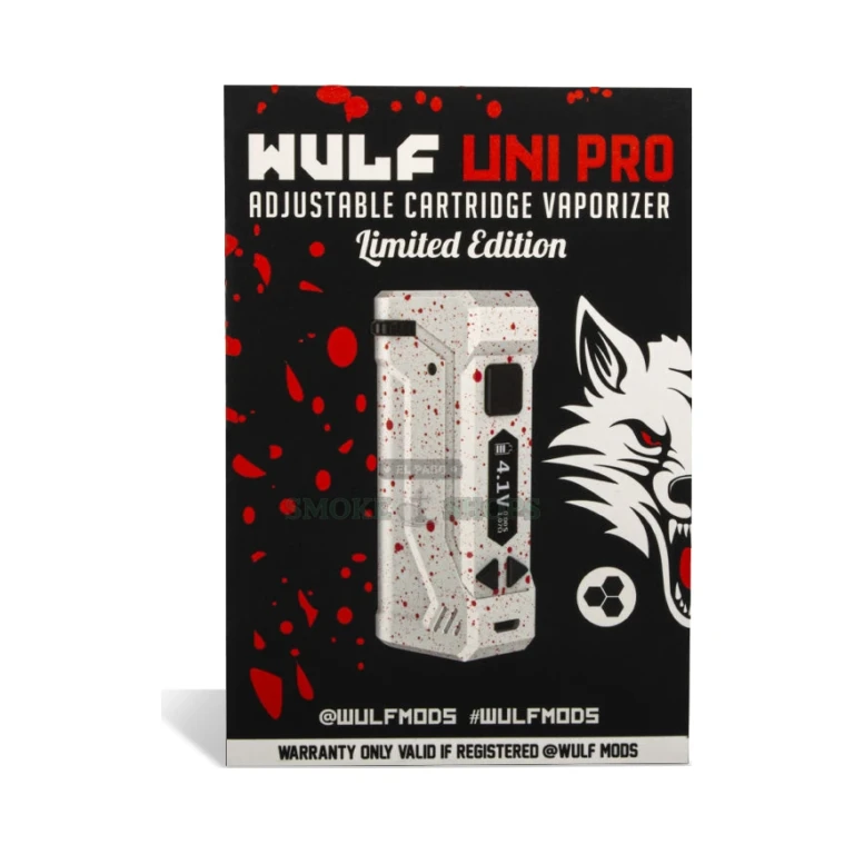 Uni Pro Wulf White Red Spatter close-up at El Paso Smoke Shop, in stock near me for same-day pickup