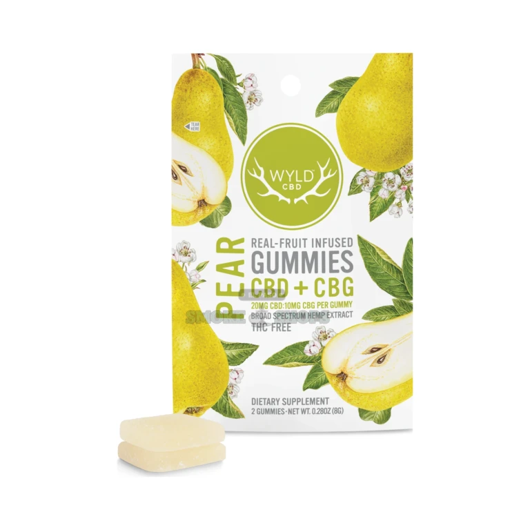 CBD Gummies 50mg 2ct Pack WYLD Pear 2:1 CBD:CBG at El Paso Smoke Shop, in stock near me for same-day pickup